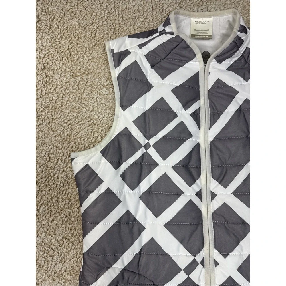 Nike Golf Tour Performance Full Zip Vest Light Weight Gray White Womens M 483713